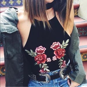 LF rose halter tie bodysuit!